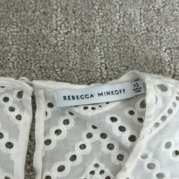 Rebecca minkoff white eyelet lace short sleeve mini dress coverup - Picture 7 of 11